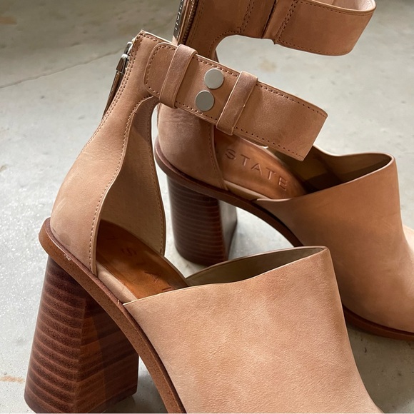 1. State Tan Open-Toe Block Heels - Picture 4 of 6